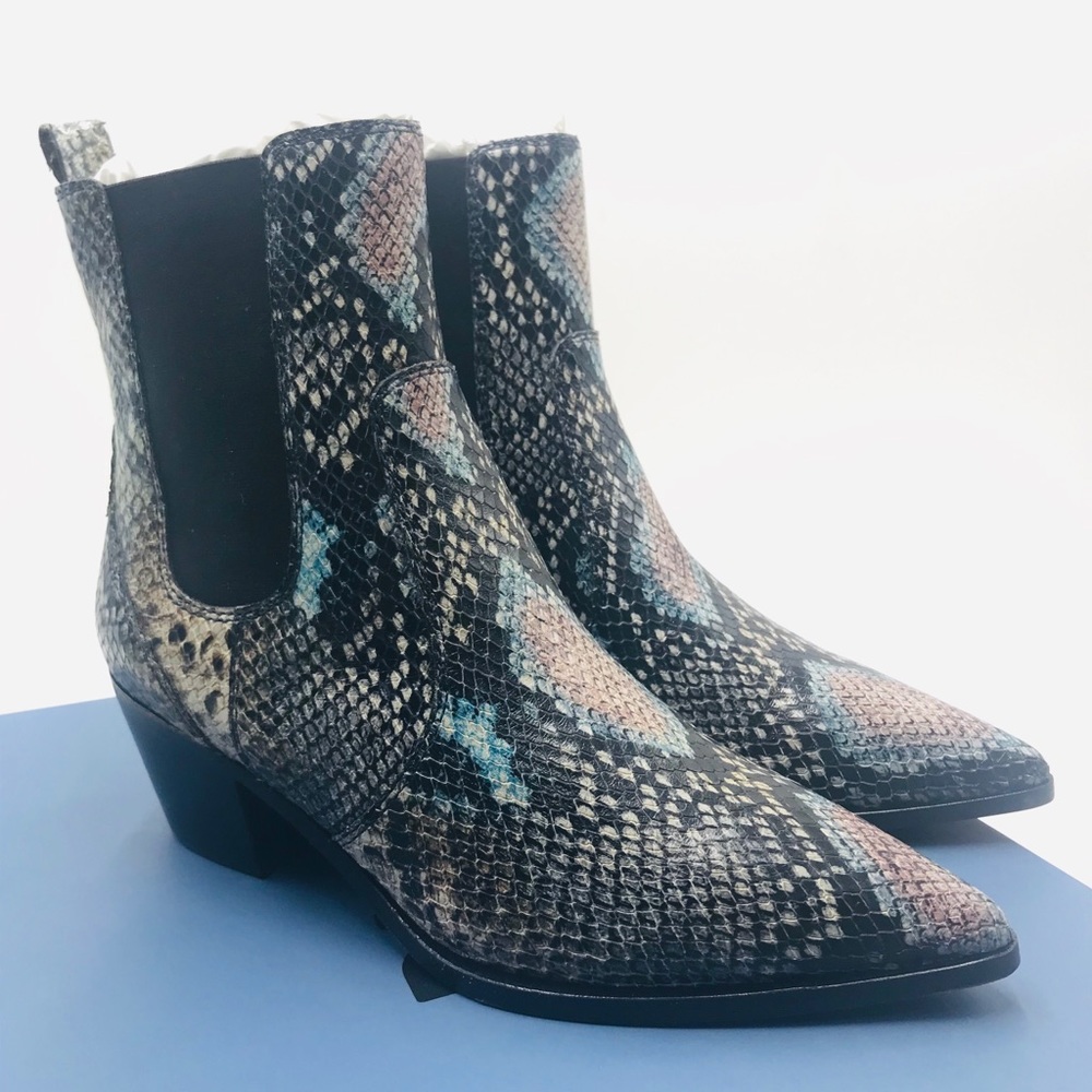 Paige Willa Black multi snake skin printed bootie
